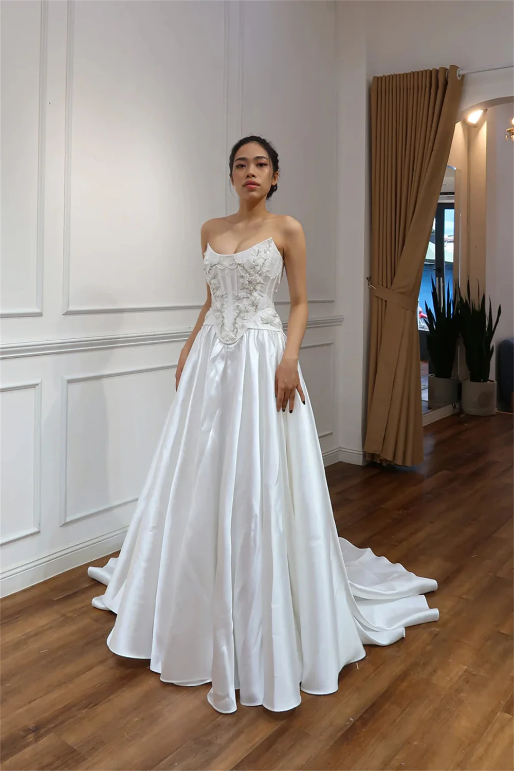 فساتين زفاف شعبية ذات رقبة سكوب مزينة بالدانتيل مكونة من قطعتين مصنوعة حسب الطلب 2026 فيستدو دي نويفال