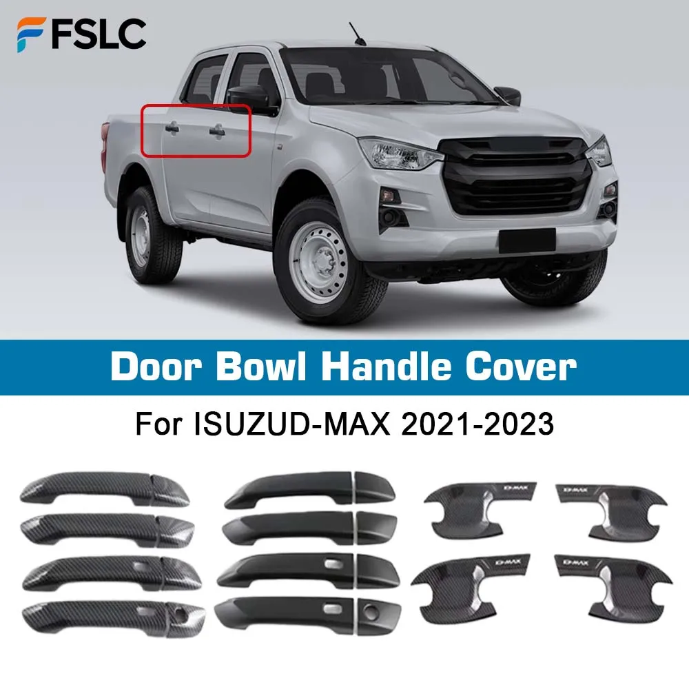 

⭐Genuine⭐ Car Decoration Door Bowl Handle Cover For ISUZU DMAX D-MAX D MAX 2021 2022 2023 Cars Accessories Carbon Fiber Black
