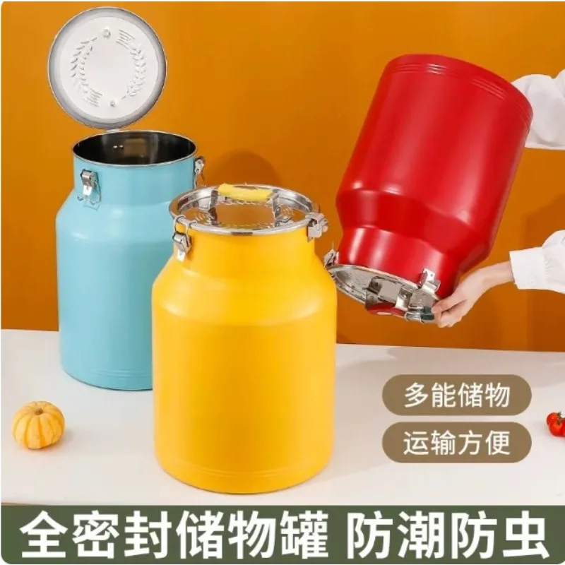 extra-thick-stainless-steel-airtight-rice-container-colorful-moisture-insect-proof-kitchen-grain-storage-can