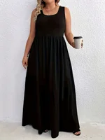 Vestido sin mangas tipo túnica con cuello redondo, novedad de verano, transfronterizo, talla grande, Europa y Estados Unidos