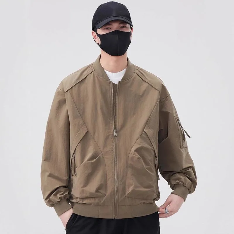 WVGA ربيع الخريف جديد الرجال المد البيسبول سترات بدون ياقة المتخصصة أنيق عادية الكورية نمط جيب المعاطف العصرية Ins Y2K W16675 #2