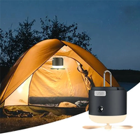 Multi-Function Camping Night Light 1200Mah Rechargeable 3 Level Dimmable Camping Portable Tent Light With Fan Outdoor-B60B