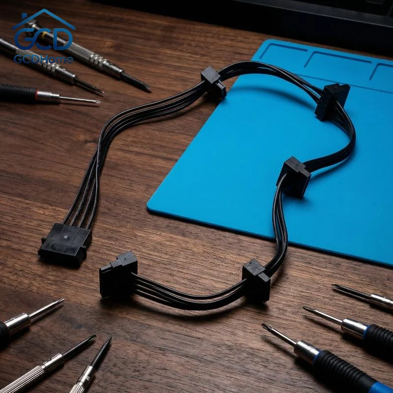 Computer SATA Power Splitter Extension Cable 15Pin to 4Pin Adapter 1 to 5 for Hard Drive Expansion Home Office Use