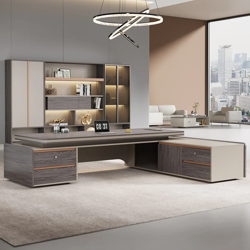 مكتب تنفيذي بني حديث فاخر بأدراج قوية فاخرة مكتب تنفيذي حديث رخيص أثاث مكتب Mesa De Escritorio #2