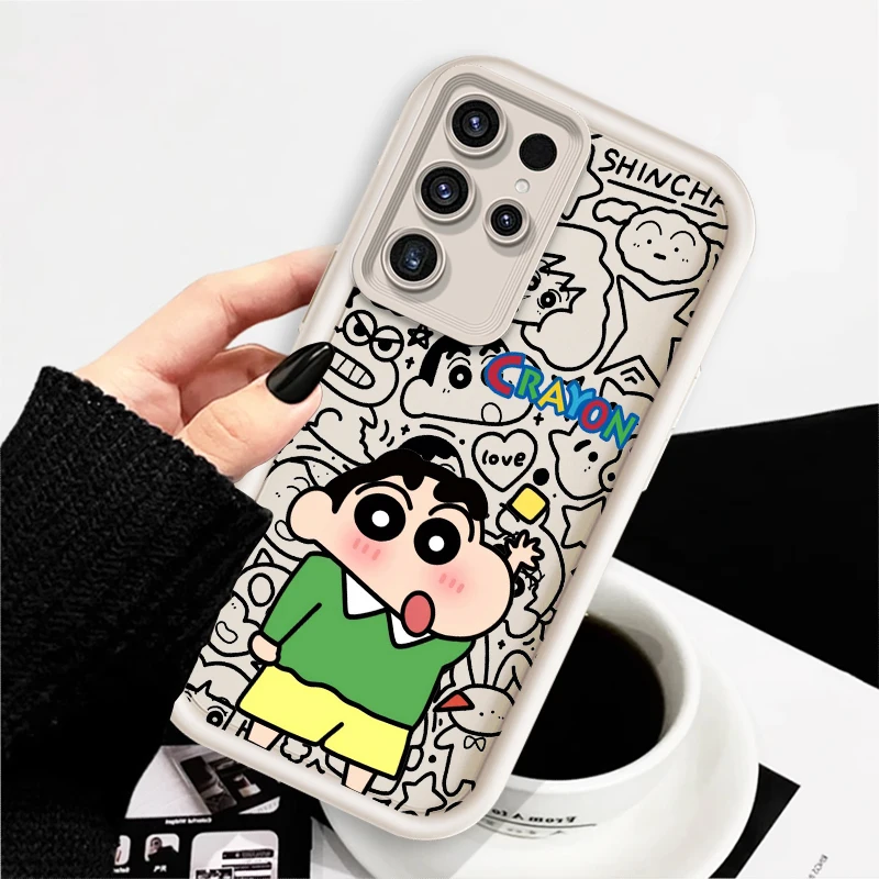 C-Crayons Shins Chans Cartoon For Samsung Note 20 S24 S23 S22 S21 S20 Ultra Plus FE A25 A23 A22 A15 A31 5G Eye Ladder TPU