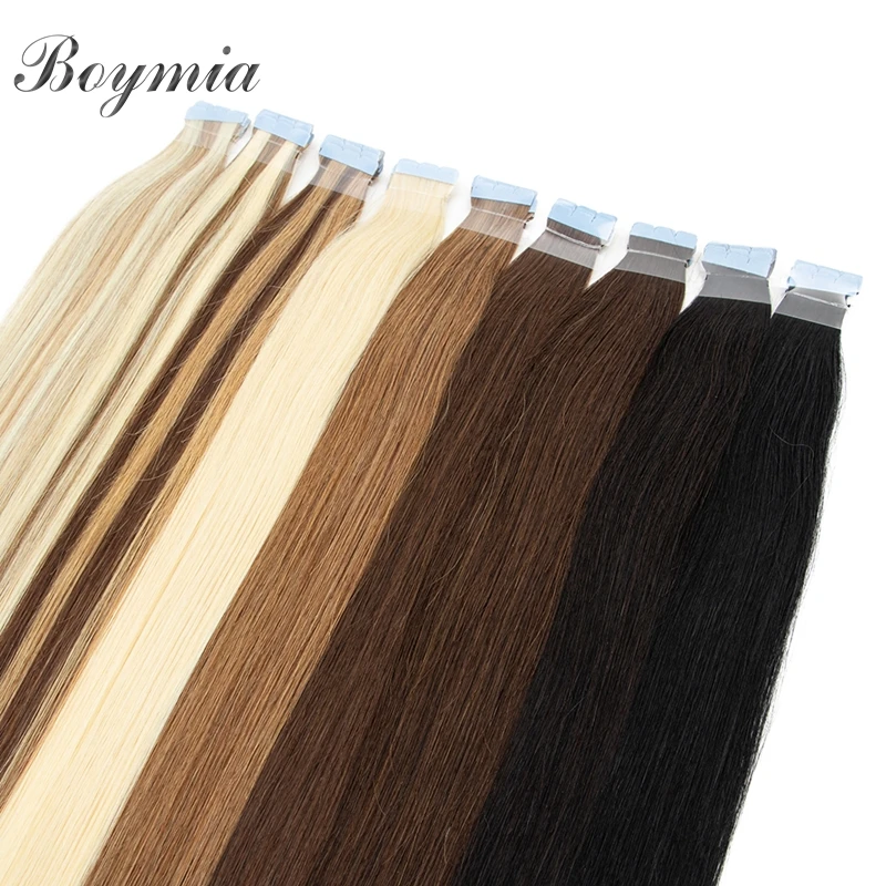 Extensões de cabelo em mini fita para mulheres, trama de pele invisível, cabelo humano adesivo, cabelo natural loiro, 12 "-24", 10pcs por pacote