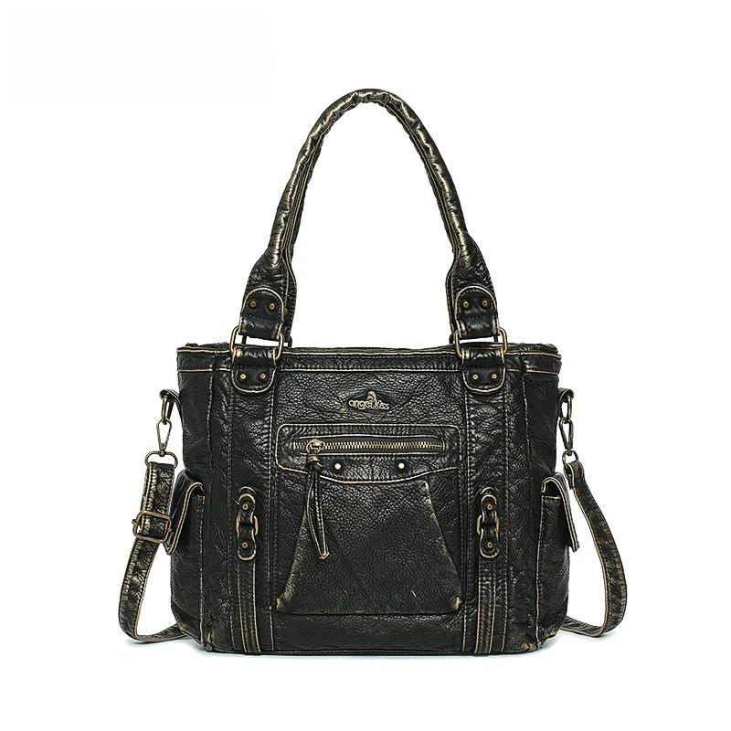 

Винтажная большая вместительная женская сумка из искусственной кожи, кожаная сумка через плечо в стиле ретро, качественная сумка в стиле панк