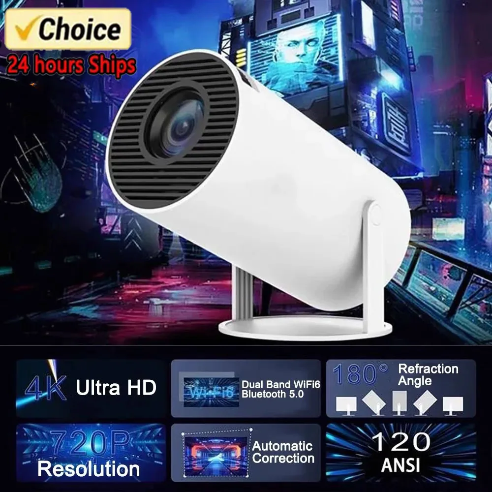 New 2024 4K Android 11 Dual Wifi6 200 ANSI Allwinner H713 BT5.0 1080P 1280*720P Home Cinema Outdoor portable Projetor