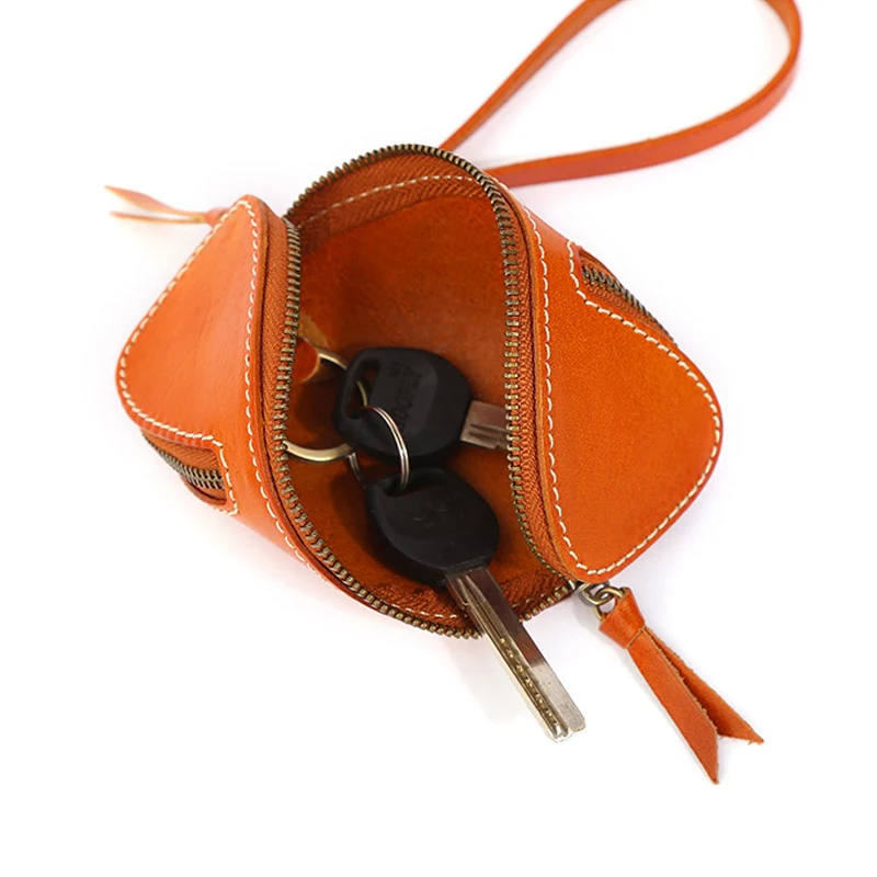 Чехол-кошелек для ключей на молнии, креативный дизайн, модный брелок из натуральной кожи из коровьей кожи, женский чехол, держатель для ключей от машины, брелок для ключей, сумка