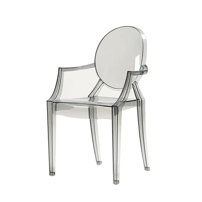 

Nordic Light Dining Chair Plastic Chair Transparent Home Modern Simple Coffee Shop Armrest Dining Chair