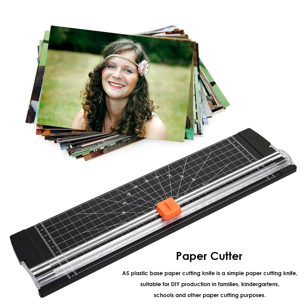 Portable Paper Trimmer Plastic Base with Scale A4 Precision Card Paper Cutter Blade Art Photo Crafts Tool Stationary