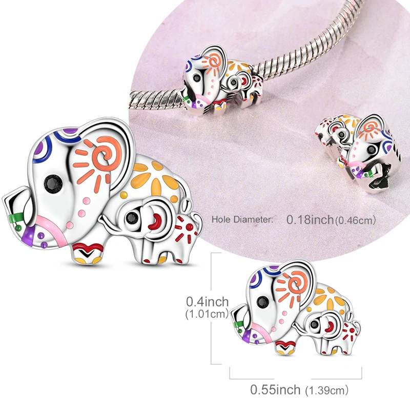 

Оригинальные подвески из стерлингового серебра 925 пробы с изображением слона, мамы и ребенка, подходят для оригинальных браслетов, для женщин, украшения своими руками, подарок на День матери