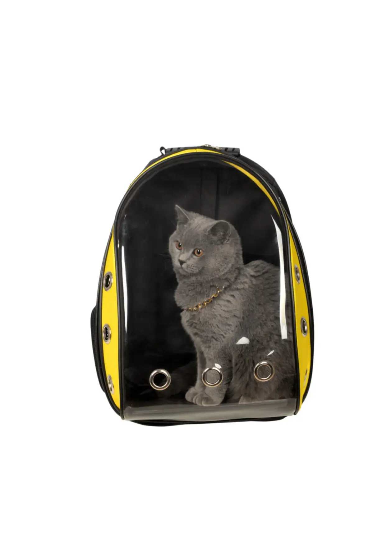 Yellow Black Cat Necklace And Astronaut Unbreakable Transparent Cat Dog Carrier Bag 42X22X33 cm