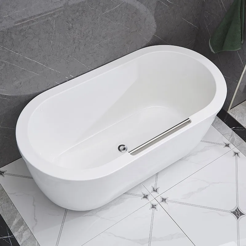 

Bathtub household small apartment acrylic elderly handrail double-layer thermal insulation independent homestay adult bathtub th