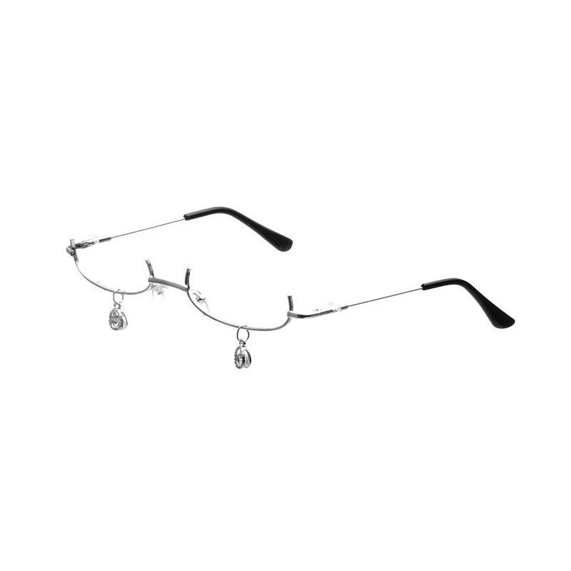 Vintage-Metall-Halbrahmenbrille ohne Gläser mit Kette, schick, für Cosplay-Partys, als Dekoration für Mädchen. – Detail 8