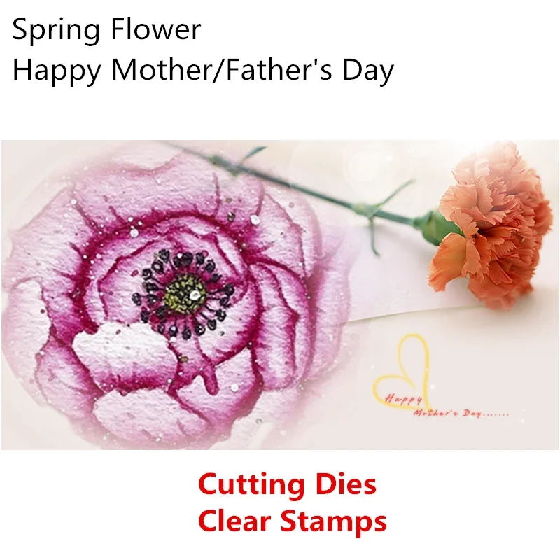 Spring Blossm Happy Mother's Father's Day 2022 New May Cutting Dies Clear Stamp for Scrapbooking Embossing Craft Stencil