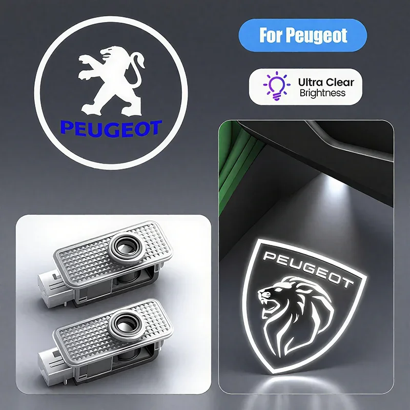 LED-Autotür-Logo-Willkommenslicht Laser-Projektorlampe für Peugeot 408 4008 308 3008 Rifter 5008 508 2008 208 301 RCZ 407 205 105
