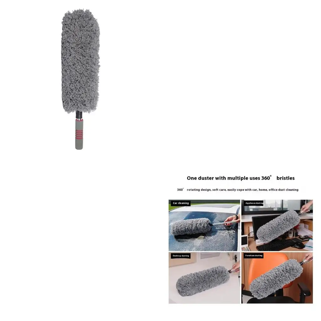 Car Soft Bristle Dust Remover Duster Ergonomic Grip Washable Fiber Head