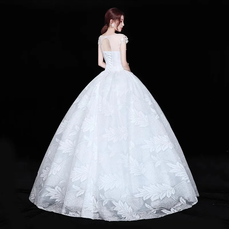 It's Yiiya-vestidos de novia sin mangas con apliques de encaje blanco, vestidos de princesa ostentosos hasta el suelo, vestidos de baile de novia de talla grande, XN043