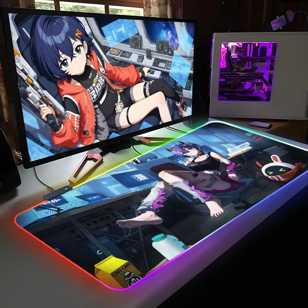 

Коврик для мыши Zenless Zone Zero Belle RGB, резиновый компьютерный ноутбук, официальная игра, цветной киберспортивный эстетический красивый модный роскошный коврик