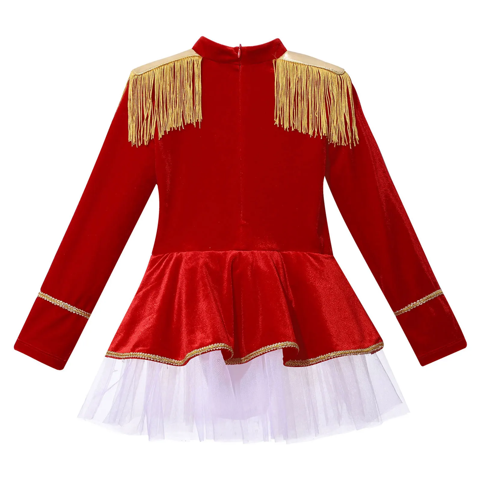 Children Girls Halloween Circus Ringmaster Cosplay Costume Christmas Theme Party Clothes Long Sleeve Mesh Tutu Leotard Dress image 4