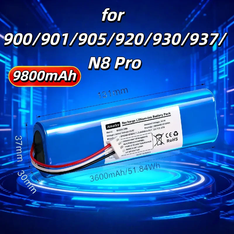

14.4V 9800mAh Li-ion Replacement Battery for 900/901/905/920/930/937/N8 Pro,Reliable Power Accessory FoR RobotVacuum Maintenance