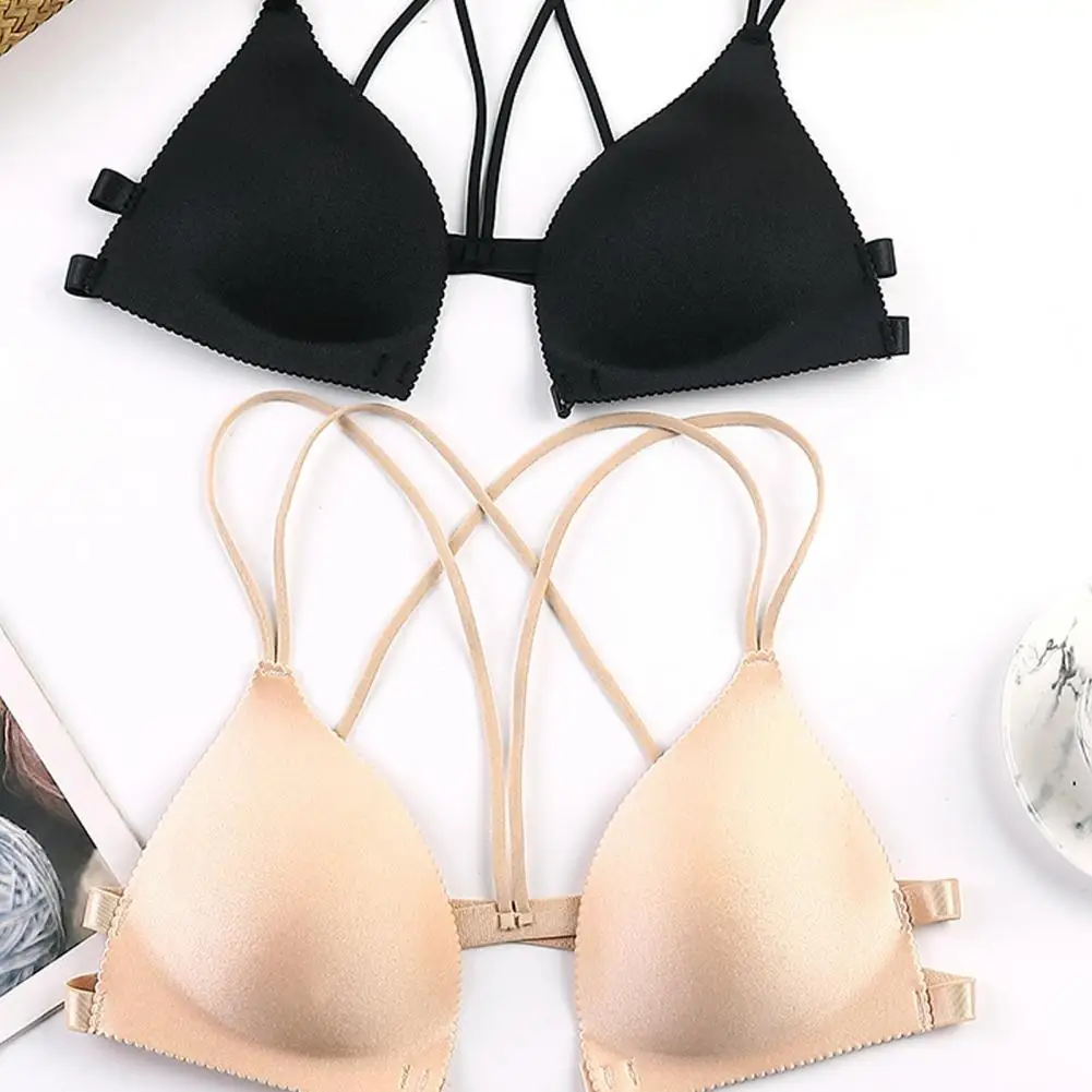 Podprsenka 3/4 košíčku, pohodlná push-up podprsenka s vyztuženými ramínky a zadním designem pro ženy, bez kostic, podpůrná pro dámy - náhled 5