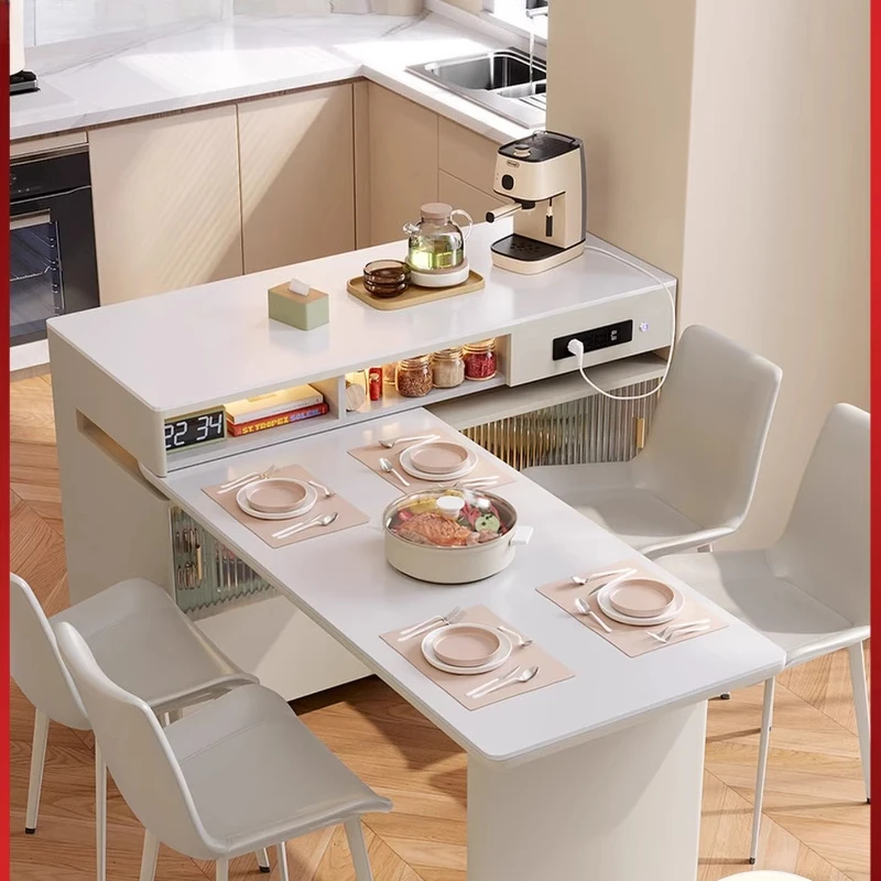 Rotatable island table integrated mobile and retractable cream wind small bar multi-function