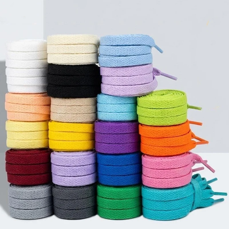 New High-Quality Laces for Sneakers and Casual Shoes Unisex 0.7 Cm Wide Solid-Color Flat Shoelaces 1Pair/3Pair