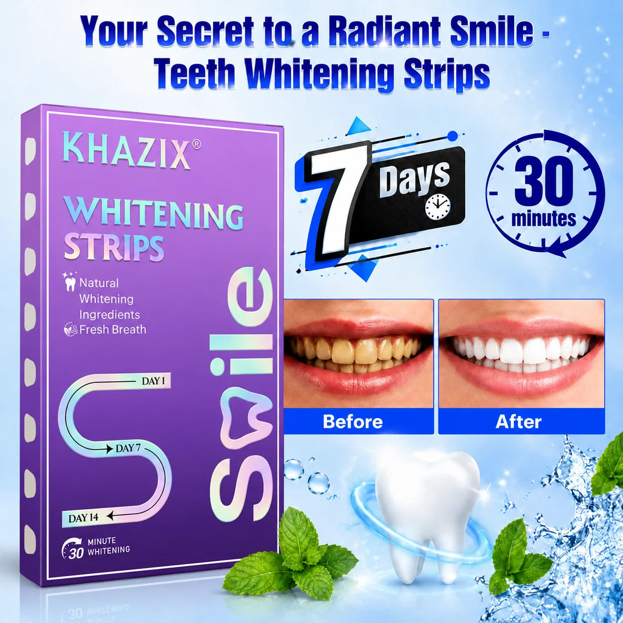 8Pairs Teeth Whitening Strips for Whiter-Looking Smile, Flexible Tooth Strips Easy to Apply for Daily Cosmetic Care