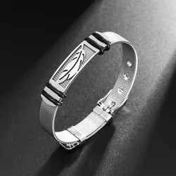 New Classic Simple Leaf Men's Bracelet Adjustable Stainless Steel Band Bracelet Charm Fashion Charm Men's Accessories Wholesale