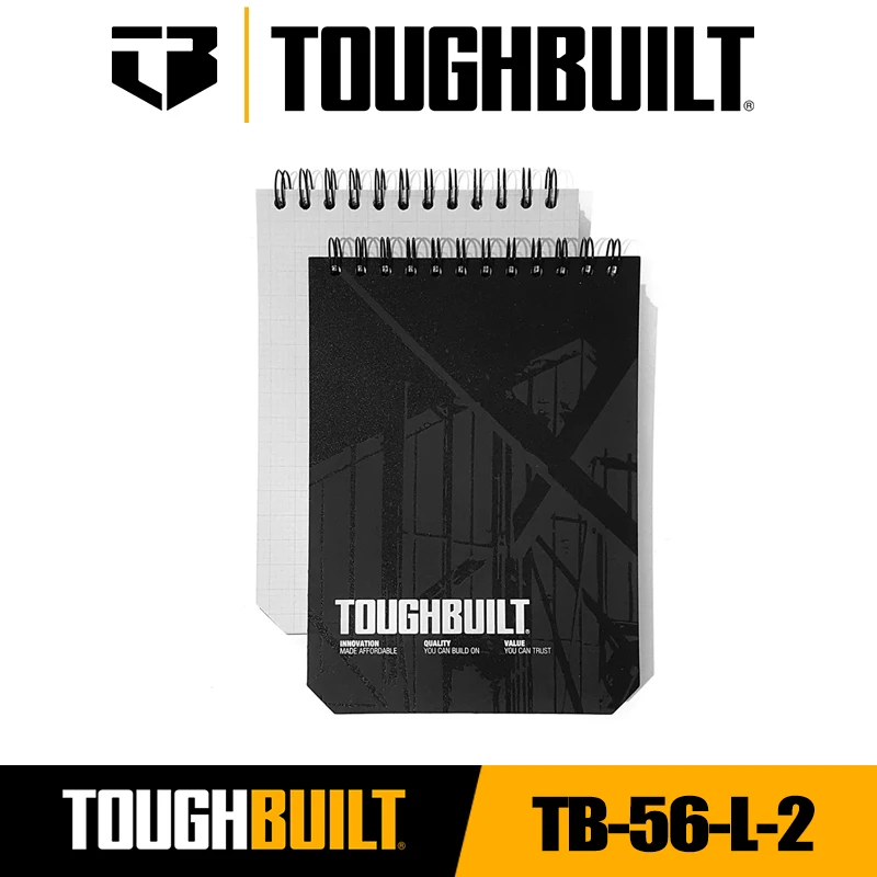 TOUGHBUILT TB-56-L-2 Large Grid Notebooks 2-pack Specialized Notepad Practice Workbook Drawing Book