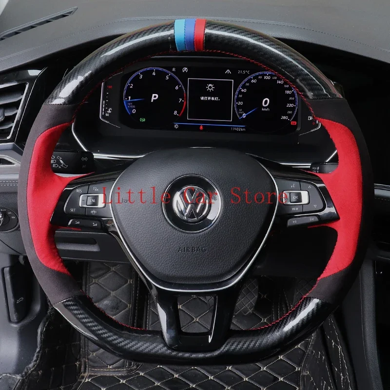 

Шить DIY кожаный чехол на руль из углеродного волокна для Volkswagen Passat Tiguan L Teramont X TAYRON Polo
