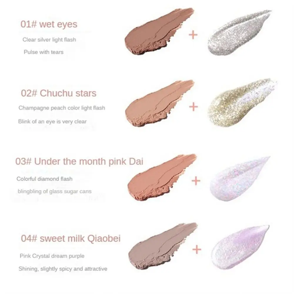 Combinazione opaca e perlescente ombretto a doppia testa Stick Waterproof Long Lasting 2 in1 Diamond Liquid Eyeshadow 4 colori