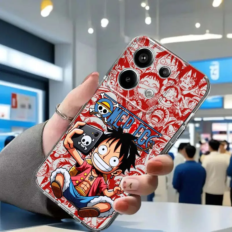

One Piece Anime Luffy For Xiaomi Redmi Note 15 14 13 12 11E 9 9T 8 8T Pro Plus Turbo 5G Fashion TPU Transparent Phone Case