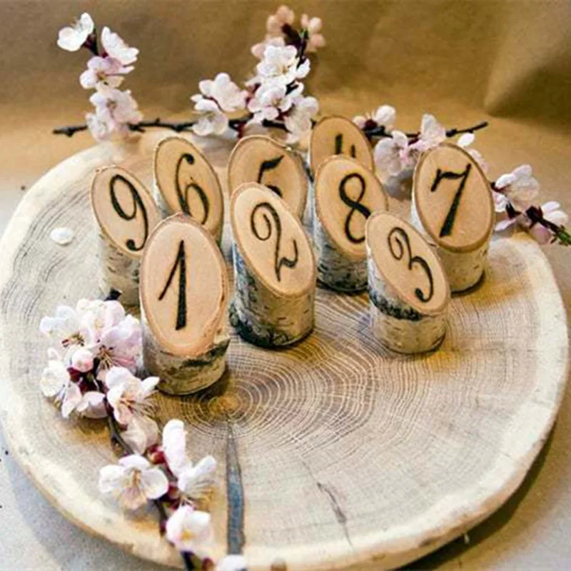 Wooden Number Plate Personalized Table Decorations Number Mark The Heart Of Place Table Decor Place Card Wedding European style