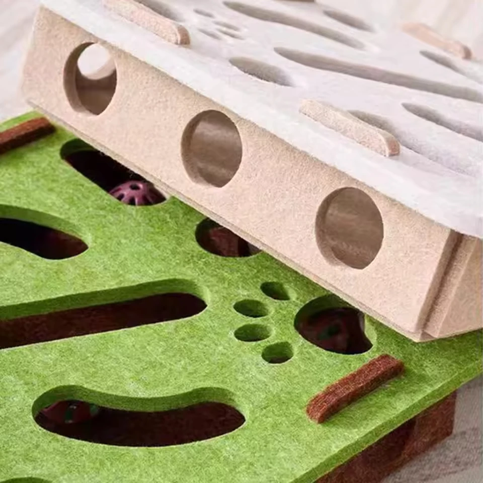 Katzen-Puzzlespielzeug Filz-Puzzlebox Katzen-Übungsgerät mit Ball Indoor-Sport-Unterhaltung Jagd-Katzenspielzeug für Hauskatzen Spaßiges Spiel – Detail 5