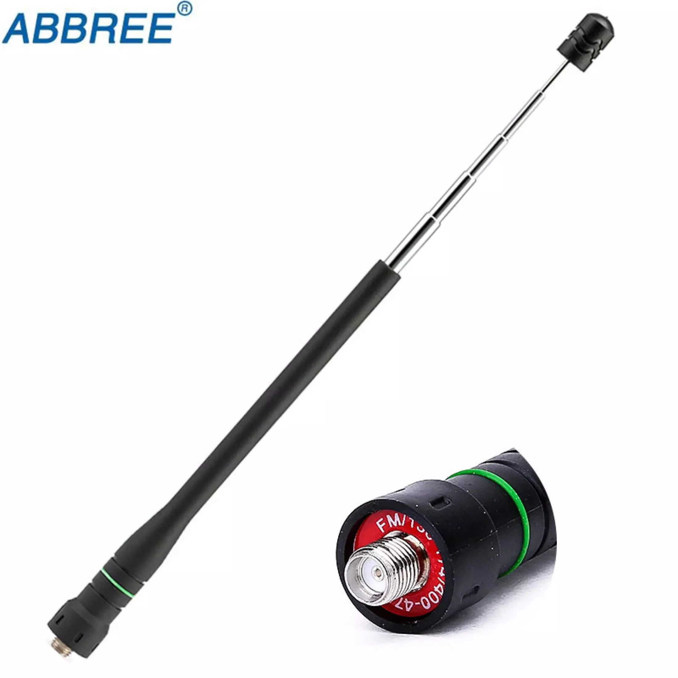 ABBREE-Antena Telescópica, SMA-Fêmea, Macho, BNC Antena de Banda Dupla para Quansheng UV, K5, K6, Baofeng UV-5R, BF-888S, 21 Ham Radio, AR-775