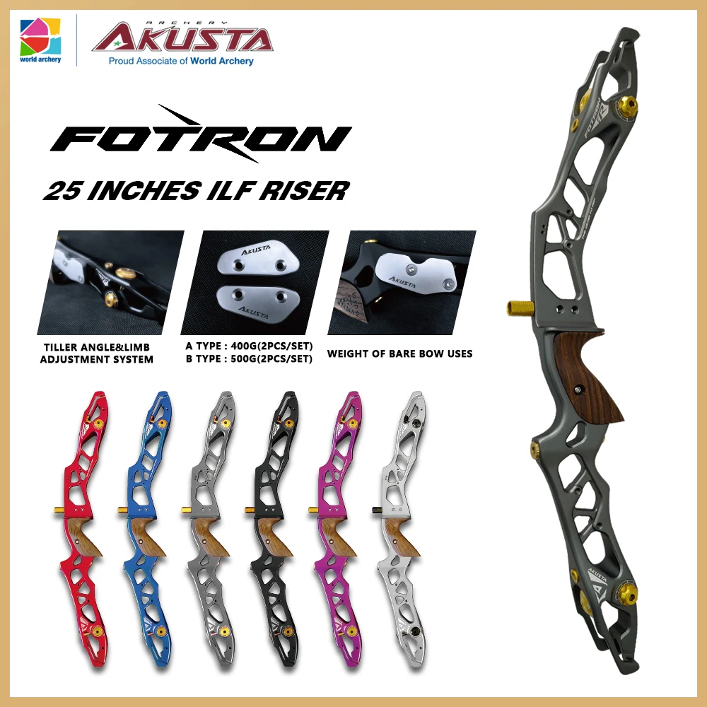 Akusta 25“ Archery Recurve Bow ILF Riser Handle for Aluminum Alloy or Right/Left Hand User Fotron Series