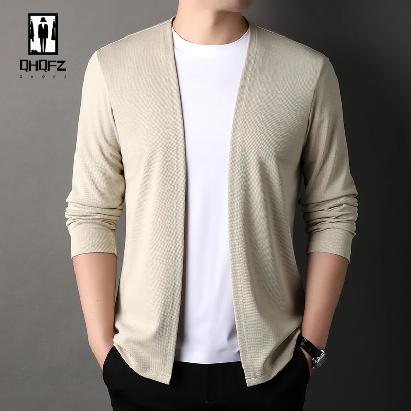 Jaqueta cardigan de manga comprida masculina, top casual fashion, novo