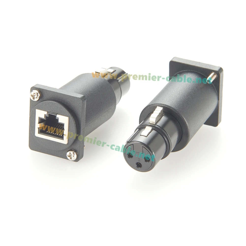D نوع DMX512 XLR 3Pin أنثى إلى RJ45 8P8C شاحن أنثي 1Gbps Cat5e إيثرنت الحاجز Feedthru شفة لوحة جبل للمرحلة