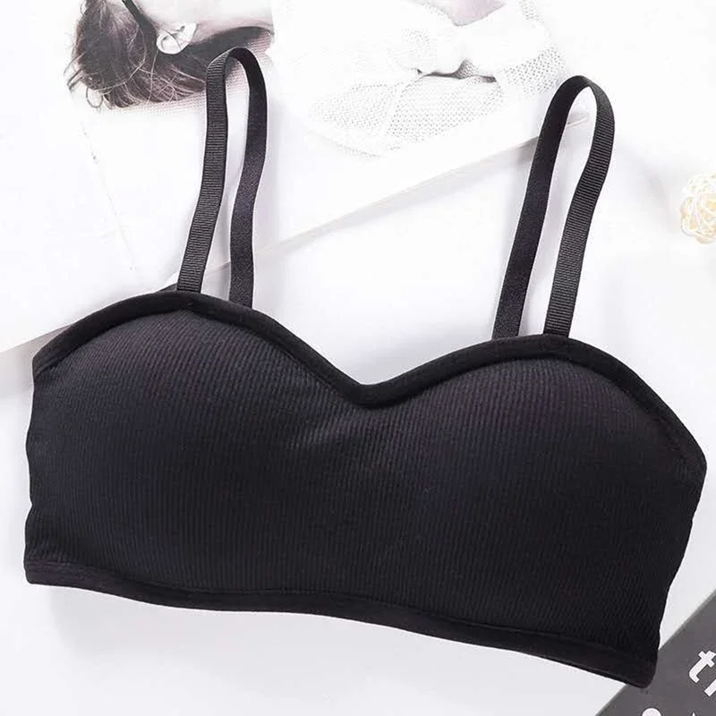 2024 New Elastic Gathering Bralette Push Up Bra Summer Solid Anti-light Korean Style Wild Bra Tube Top Sexy No Rims Bra