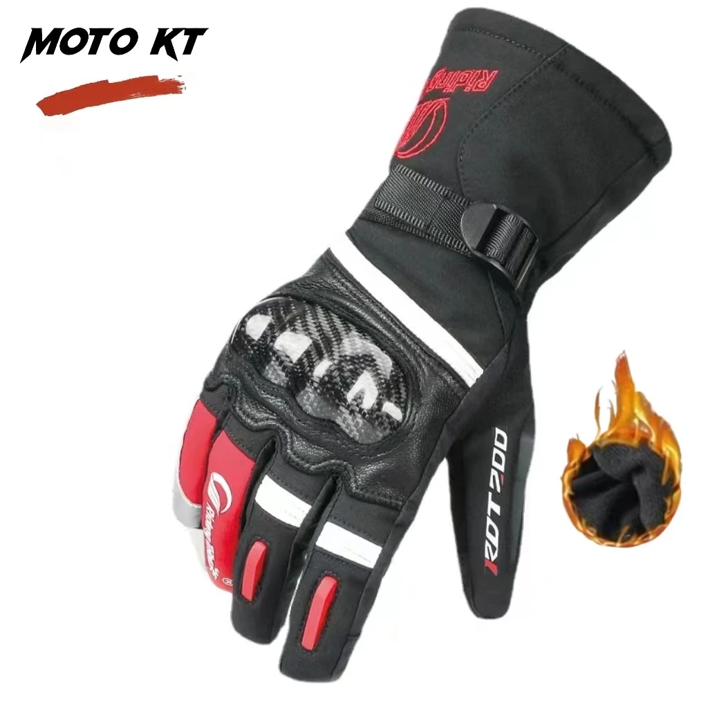 

Winter Motorcycle Gloves Riding Warm Waterproof Gloves Motorbike Leather Plush Gloves Skiing Reflective Touch Screen MTV-12