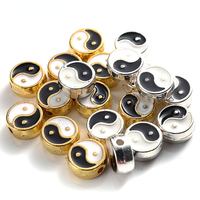 10Pcs 8mm Enamel Tai Chi Beads Flat Round Yin Yang Spacer Beads For Jewelry Making Bracelet DIY Keychain Accessories Wholesale
