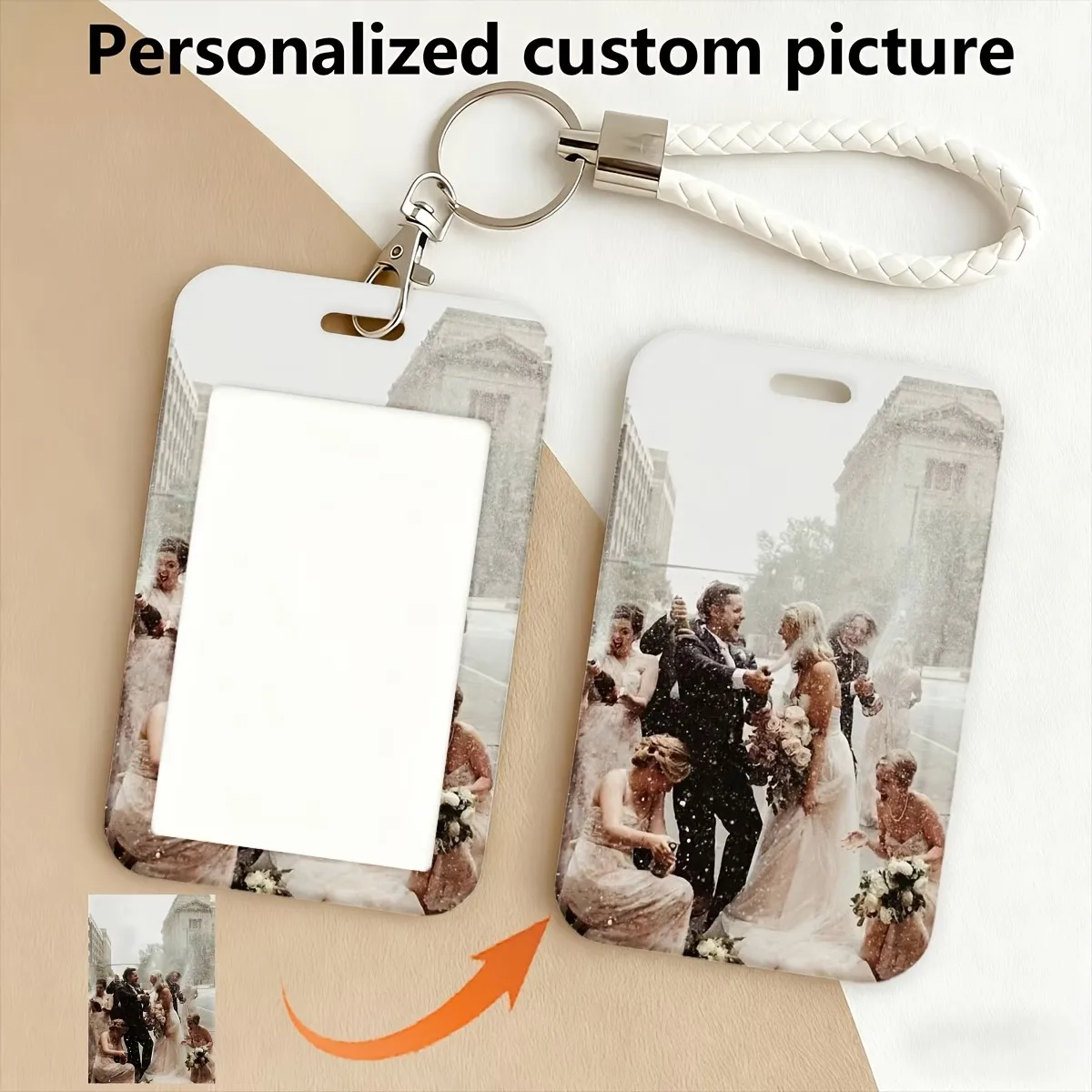 DIY Photo Customization Card Holder Suitable For Bank Cards Subway Cards Work Cards With Keychain Braided Rope Protective Case