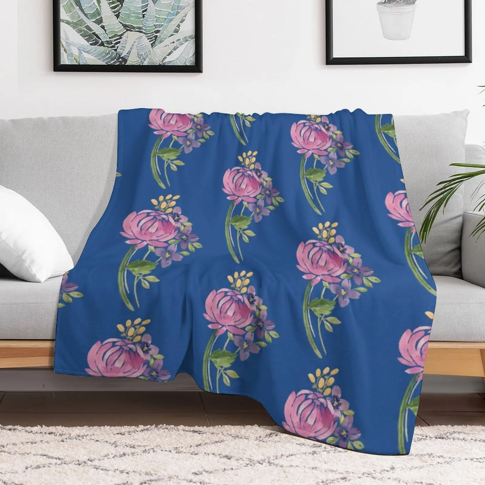 Watercolor Floral Arrangement Throw Blanket manga Hairys Bed covers Blankets