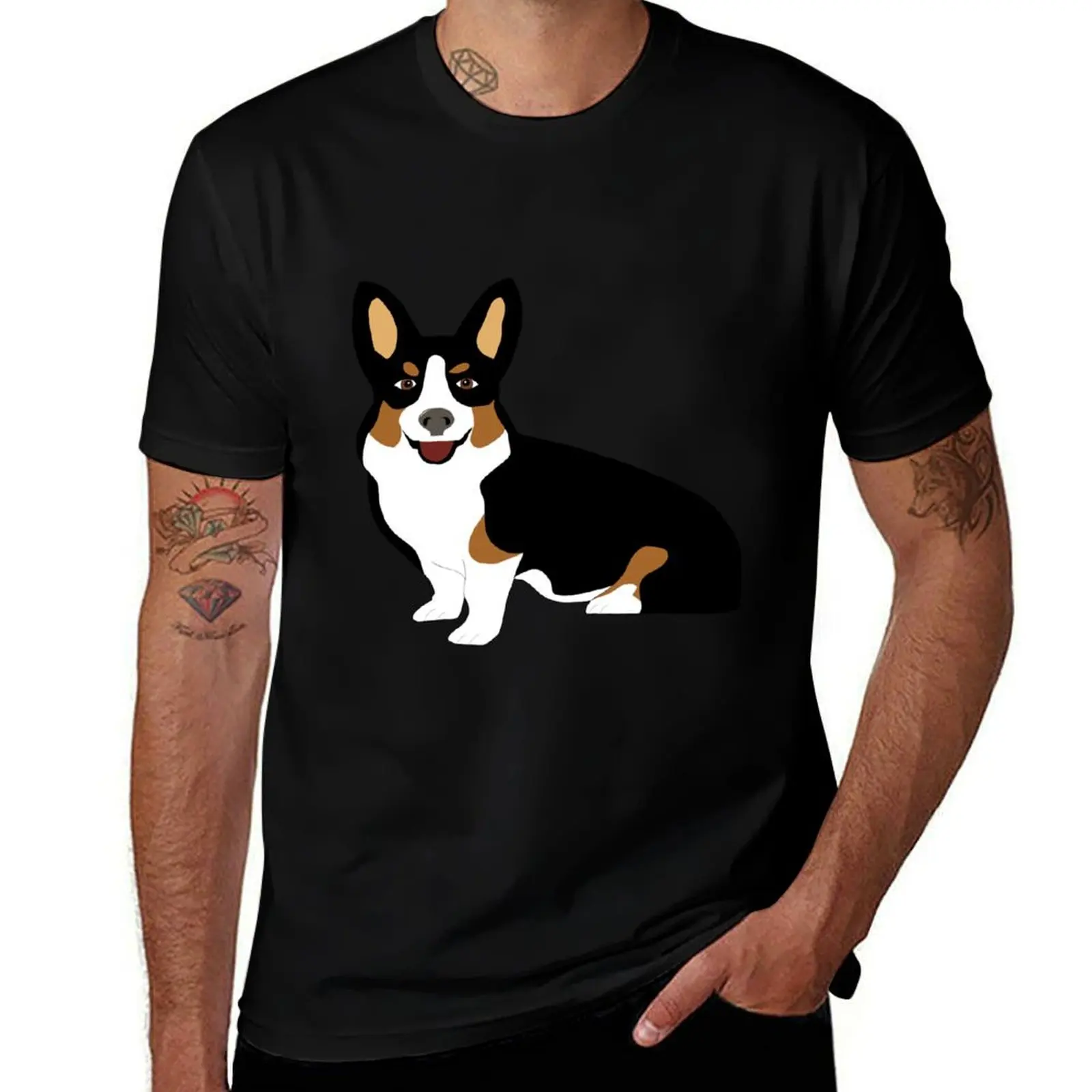 shirts shirt Corgi oversize Tricolored T-Shirt summer anime tshirt anime t t man