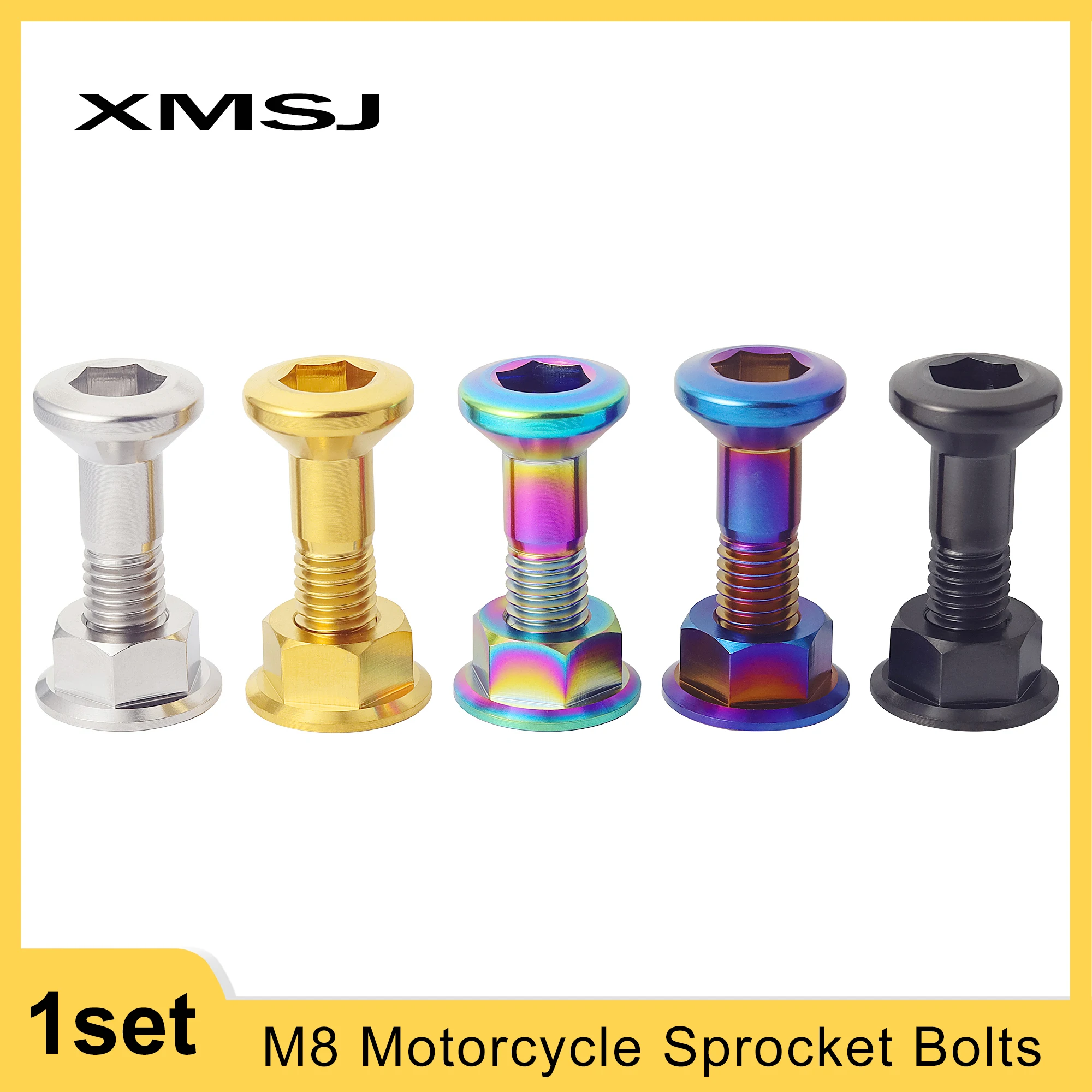 

XMSJ мотоцикл универсальные болты звездочки M8 задние болты диска цепи звездочка цепная дисковая пластина титановые винты гайки