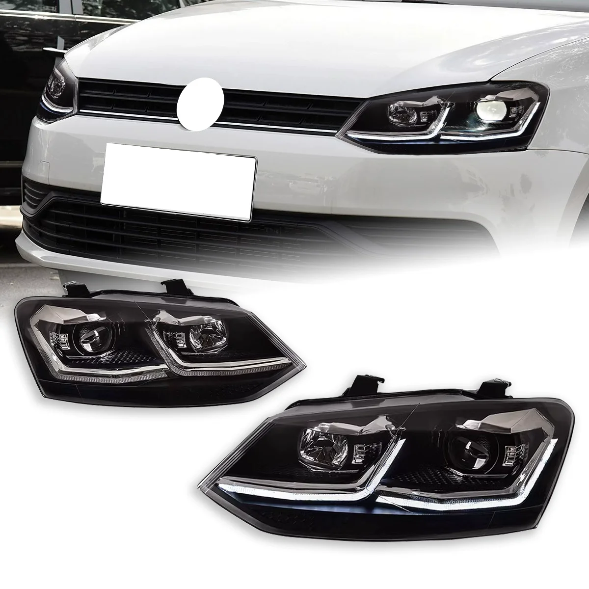 

LED headlight assembly for Volkswagen vw POLO 2011-2018 modified Front lamp Daytime running light with lens turn Signal
