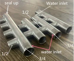 3/4*1/2 Stainless steel Water Distribution Manifold for Underfloor Heating System(2-5 port) Outer filament water separation pipe